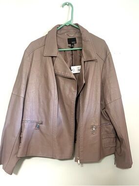 a.n.a Gray Faux Leather Moto Jacket 2XL NWT